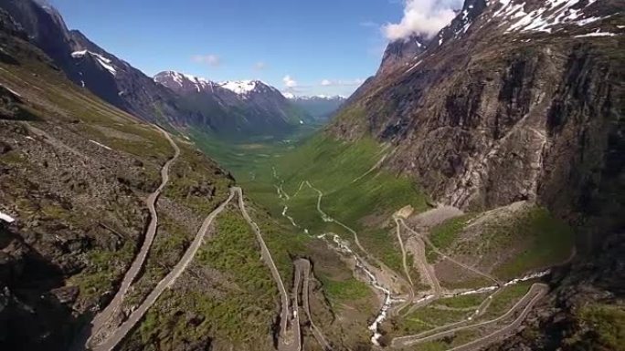 世界著名山路Trollstigen的鸟瞰图