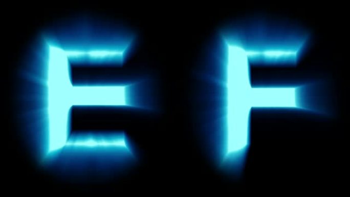 轻字母E和F-冷蓝光-闪烁闪烁动画循环-隔离