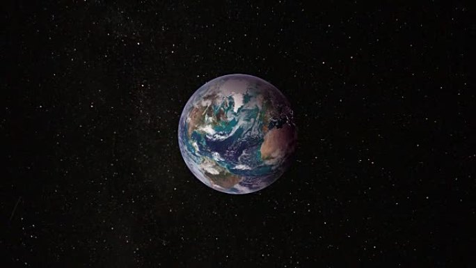 地球、星系和太阳。太空动画中的地球。在地球上日日夜夜。从空间看