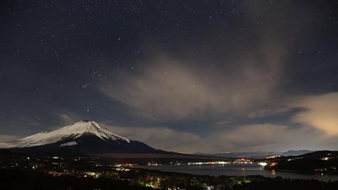 延时-富士山和山那可子的夜景