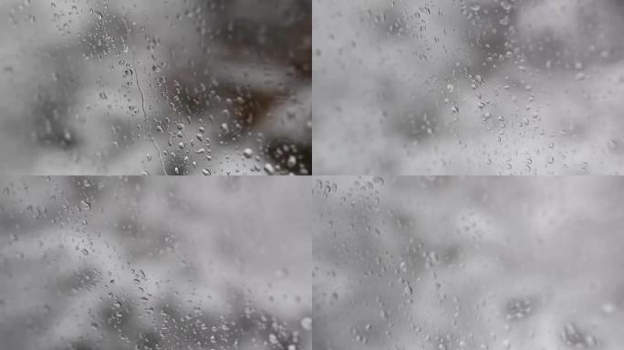 玻璃湿透明背景上一滴雨的纹理
