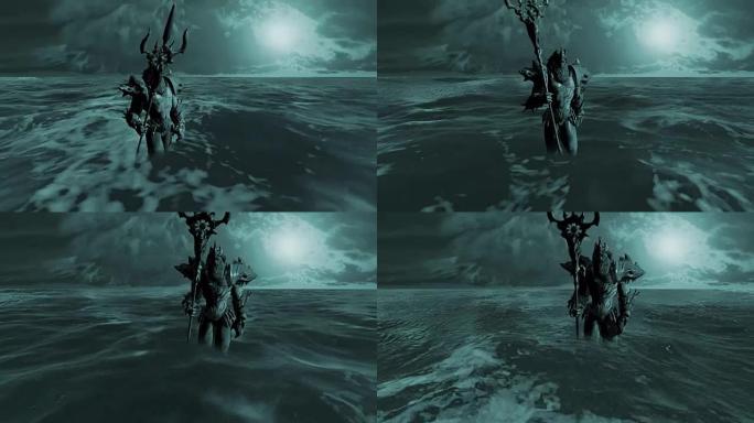 海王星 (波塞冬) 在绿色屏幕上的3d动画在see中
