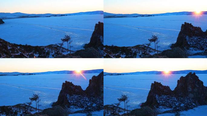 贝加尔湖上空的日落