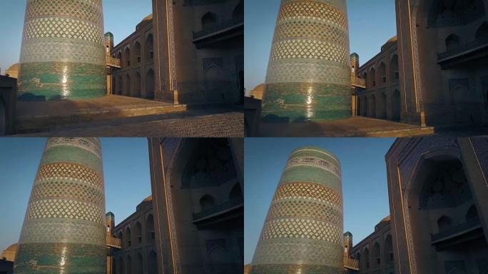 乌兹别克斯坦希瓦的卡尔塔小尖塔细节。