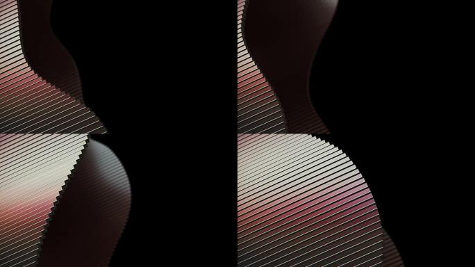 黑暗背景上的3d波矩形线形状抽象流动画