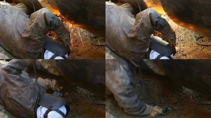 在焊接机上查看直到焊接管道