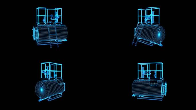 蓝色全息工厂锅炉素材带通道