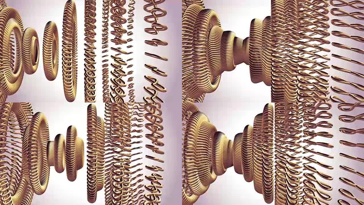 移动旋转金色金属齿轮链条元素无缝循环动画3d运动图形背景新质量工业技术建筑未来酷漂亮快乐视频片段