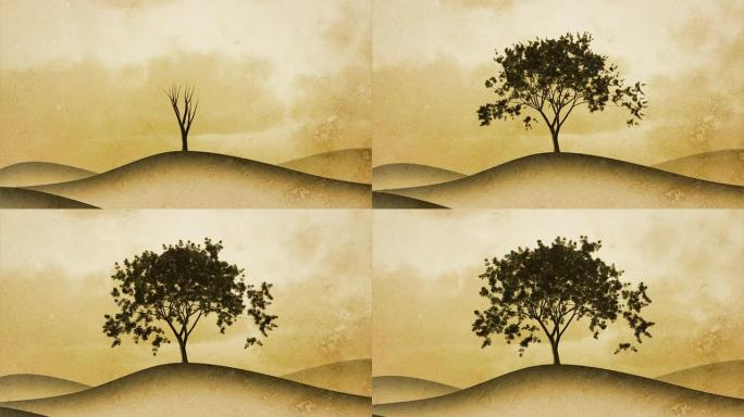 背景树木生长，棕褐色色调。对象在中间。