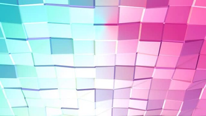 抽象简单的蓝色粉色低聚3D表面作为创意背景。移动纯蓝粉色多边形的软几何低多边形运动背景。4k全高清无