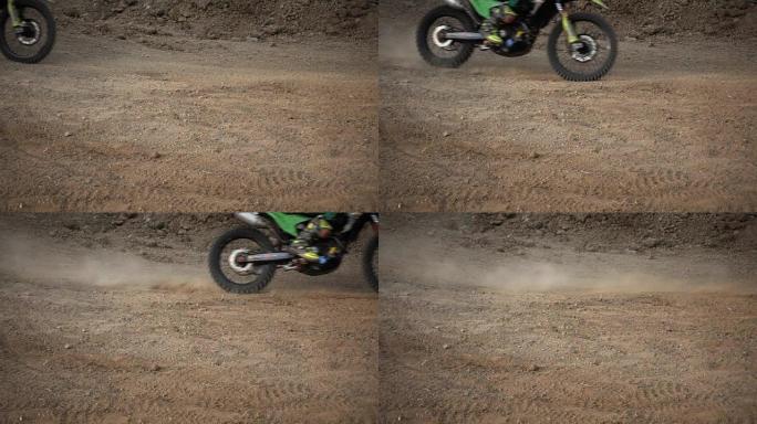 Motocross enduro rider in action accelerating the 