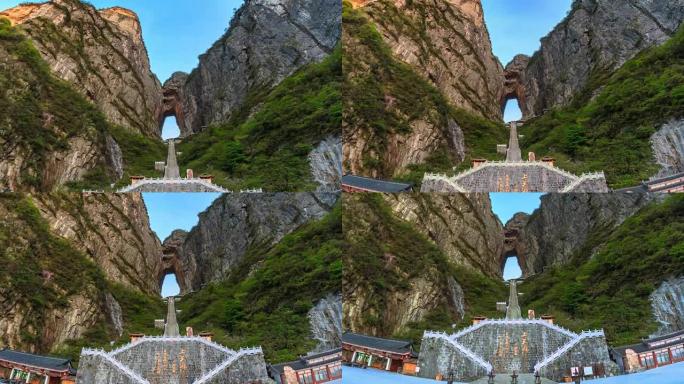 中国长沙张家界天门山地标自然旅游地 (向下倾斜)