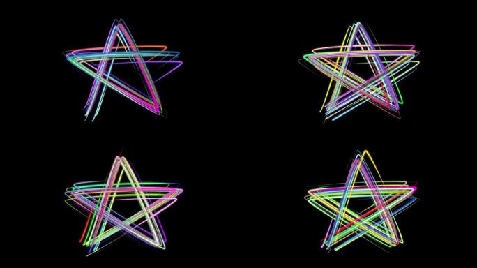 霓虹彩色画星星造型优雅线条条纹美丽动画背景新质量通用运动动态动画多彩欢乐音乐视频素材