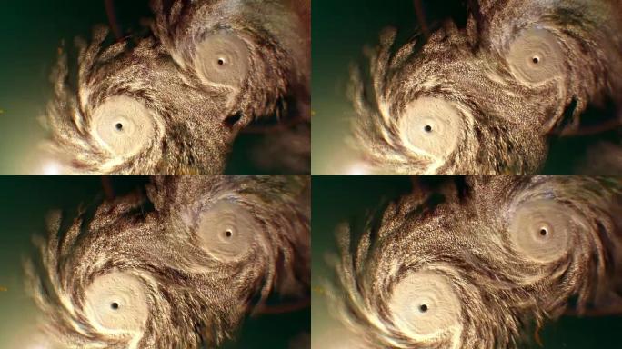 从太空放大到两次飓风，CG动画。