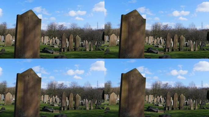 公墓墓碑对背景的选择性关注