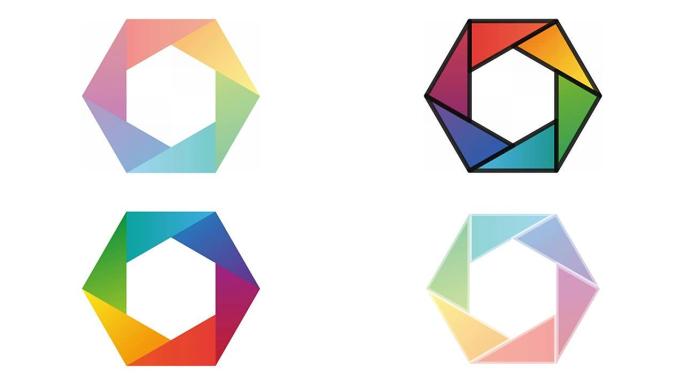 改变彩色六边形象形元素的动画