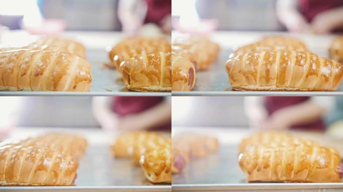 面包房中的馅饼-用手制作面包房产品的过程