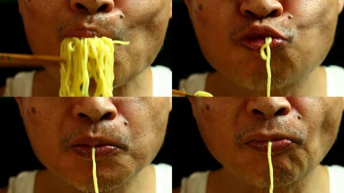 泰国男子吃面条