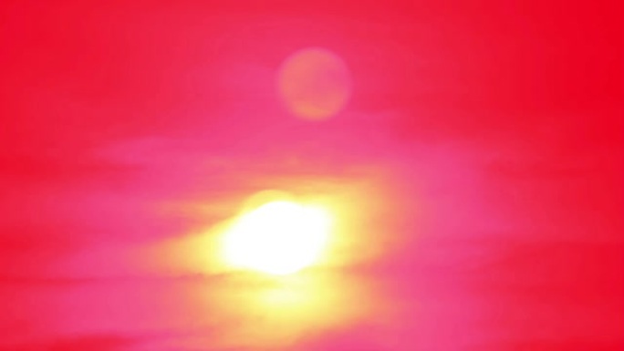 深红色天空上的阳光斑点