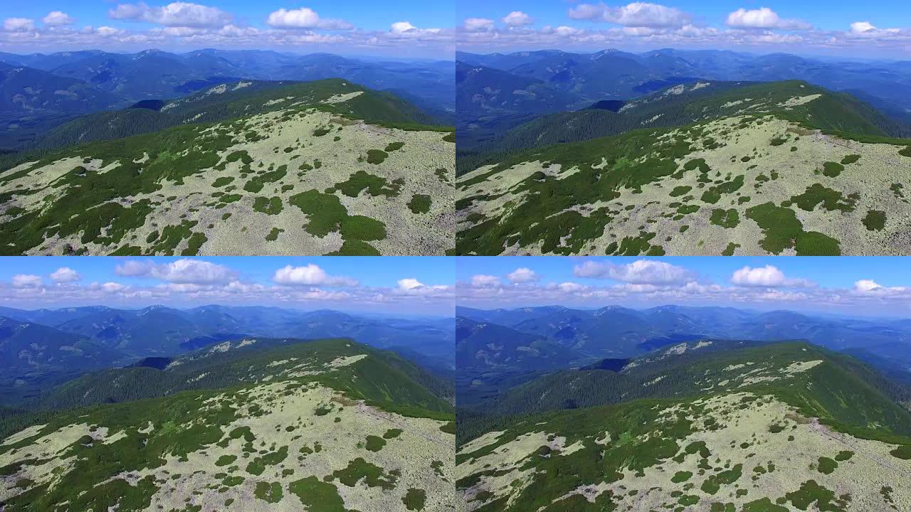 喀尔巴阡山脉岩石斜坡的鸟瞰图