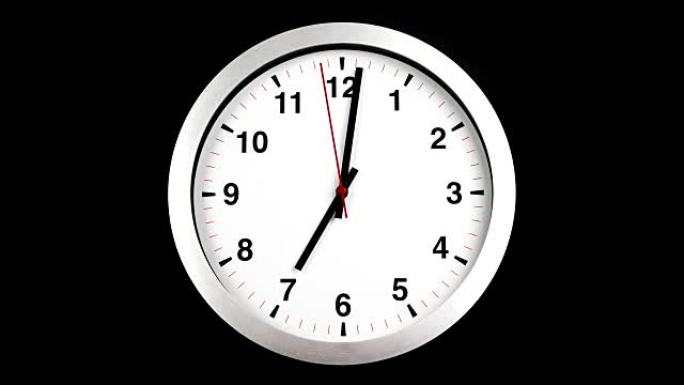 已经7点了，该醒来吃早餐了，黑色的现代白色金属闹钟挂钟