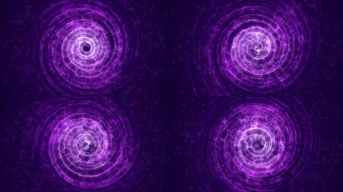 螺旋神奇抽象紫色背景。无缝循环。