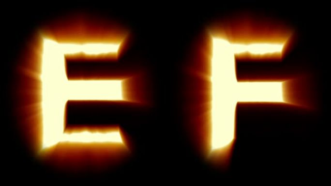 轻字母E和F-暖橙色光-闪烁闪烁动画循环-隔离