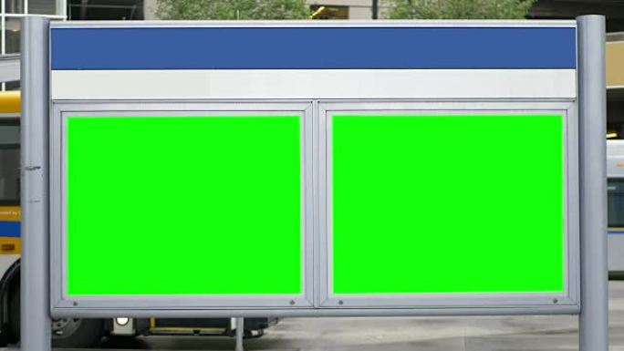 空白绿屏色度广告牌标志、空白火车站广告