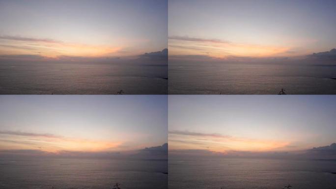 慢动作气象学家在海边观察晨云