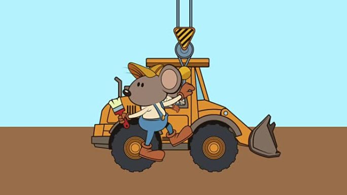 悬挂在起重机角色动画中的鼠标生成器