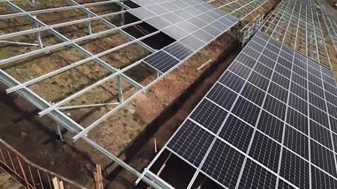 太阳能电池板农场宣传片空镜头航拍