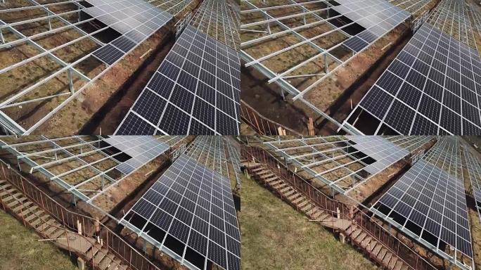 太阳能电池板农场宣传片空镜头航拍