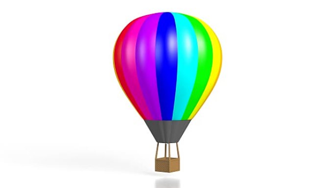 白色背景上的3D彩色热气球