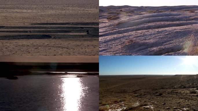 生态治理 航拍沙漠 沙漠湖水