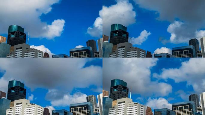 Houston Texas Skyline Clouds Time Lapse Skyscraper