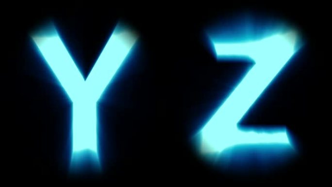 轻字母Y和Z-冷蓝光-闪烁闪烁动画循环-隔离