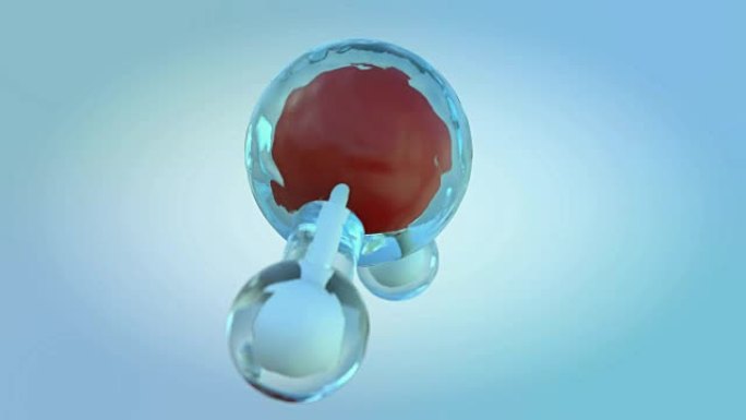 动画水分子。分子的科学背景。3D渲染