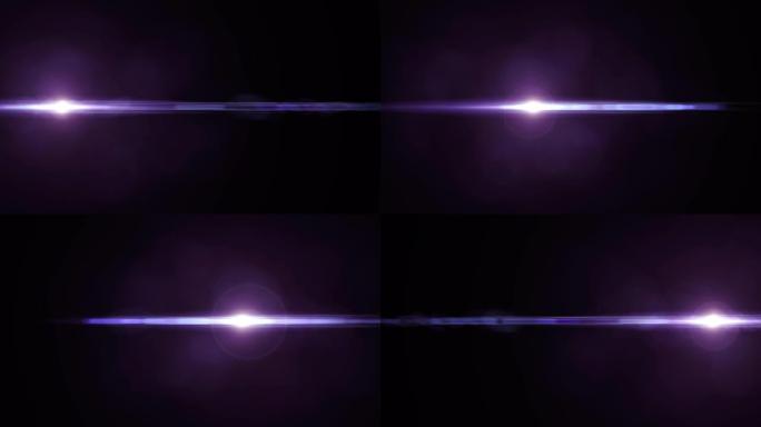 水平紫色移动灯光学镜头耀斑叠加闪亮动画艺术背景-新质量自然照明灯光线效果动态彩色明亮视频素材