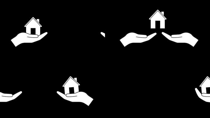 购买房子的概念动画与可选的光磨砂。Alpha Luma哑光包括在内。4 k的视频