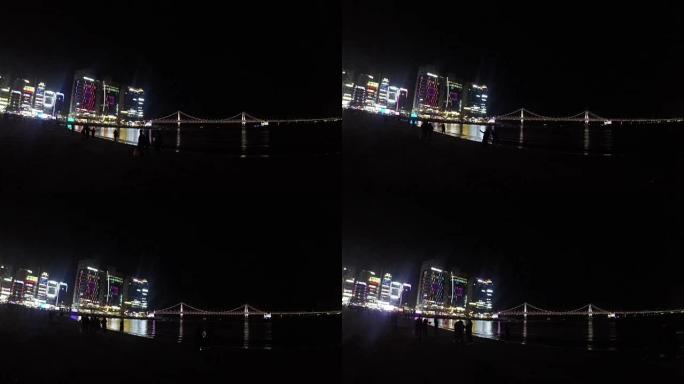韩国釜山海云台广甘利海滩夜景