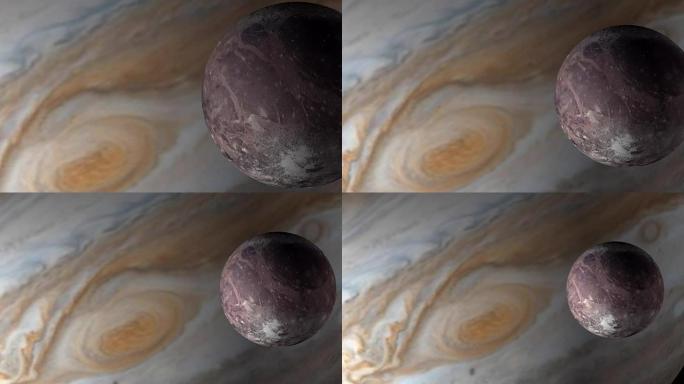 外太空中的木星行星和卫星木卫三
