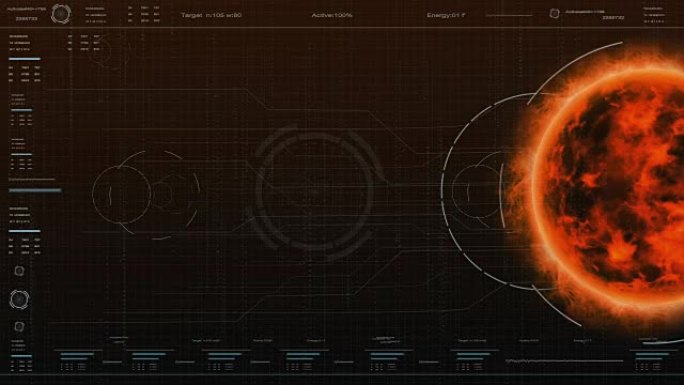 抬头显示背景的HUD太阳太阳能。数字抽象背景。技术连接网络未来主义概念。