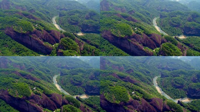 航拍武夷山天游峰、丹霞地貌及九曲溪