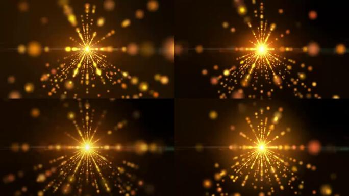 无缝循环运动背景，橙色金色棕色，辉光圆光粒子的痕迹耗尽。
