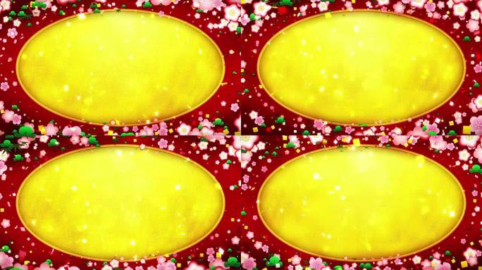 新年日本图案，黄金背景，循环动画，