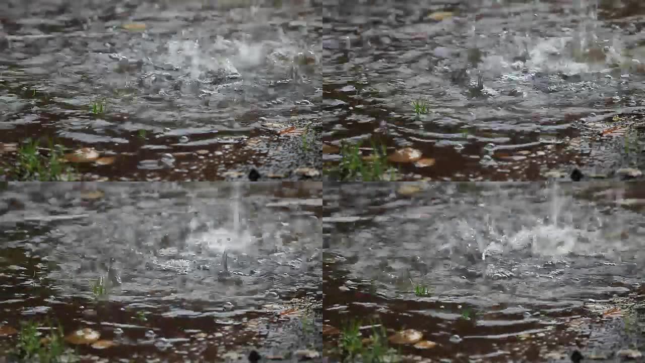 屋顶排水沟下形成雨水水坑