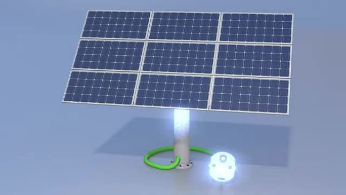 太阳能电池板连接在带有高压电弧的绿色插头上