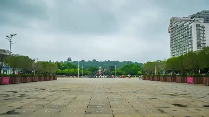 武汉市博物馆广场步行全景4k延时中国