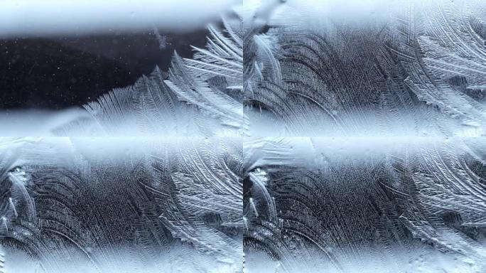 玻璃上的冰冷抽象表面光泽玻璃制品抽象