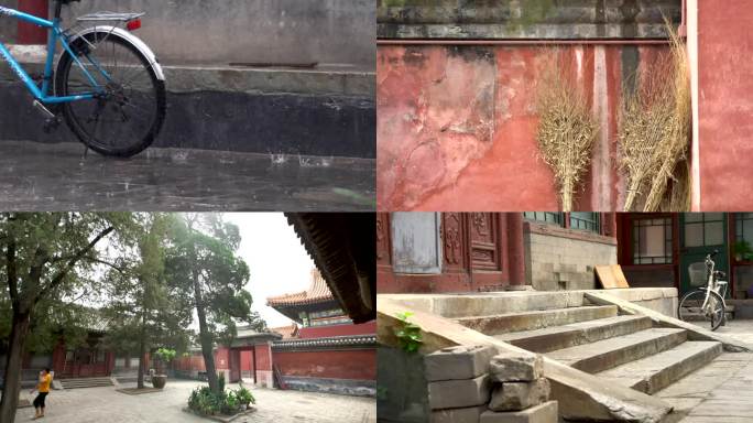 中国古建筑 故宫红墙 下雨天